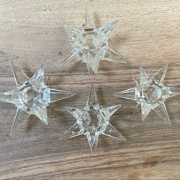 MCM starburst glass taper candle holders (4)
